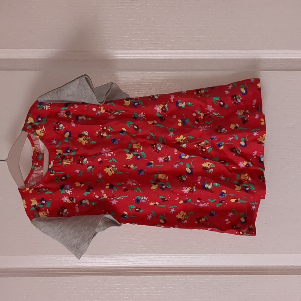 Girls Toddler ZARA Red Floral Button Back Dress 3/4